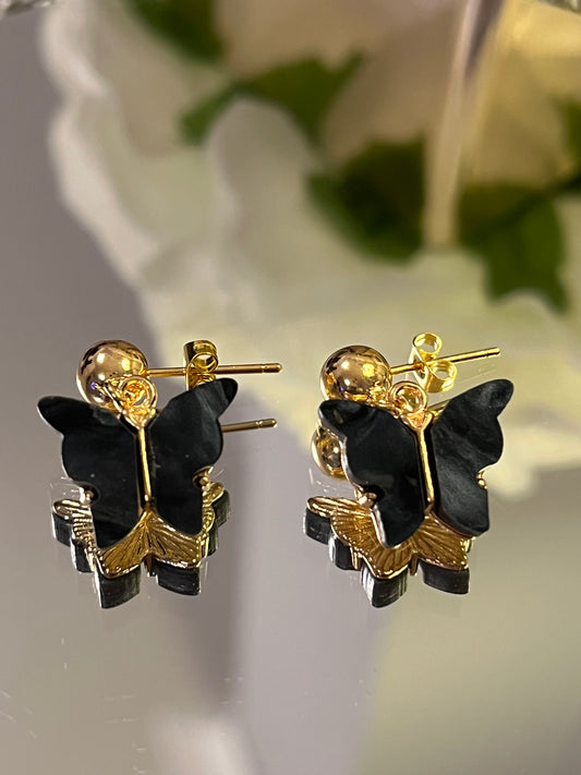 Black Butterfly Stud Earrings